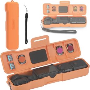 Protective Case for DJI Osmo Pocket 3, Portable Storage Box Cover with SD Cards/CPL/ND Filters Storage Slots for DJI Pocket 3 (Orange)