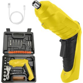 Rechargeable Electric Screwdriver Portable Set, 3.6V with 47pcs Cordless Accessories, Dual Position Handle and LED Headlight