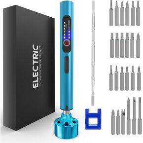 Mini Electric Screwdriver Set, 3-torque 300 RPM Cordless Rechargeable Screw Driver Kit,24pcs S2 Magnetic Bits, Small Precision Screwdriver Repair Tool for Electronics PC Laptop Glasses Computer