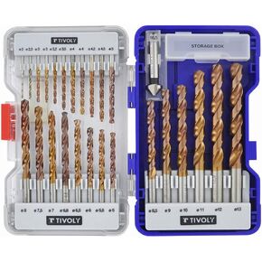 25-Piece FURIUS HSS High-Performance Metal Drill Bit Set Ø1/12.5" to Ø17/32 + 1 Countersink Ø5/8" - Fast Drilling of Resistant Steels and Cast Iron - Universal Cylindrical Shank for Drill