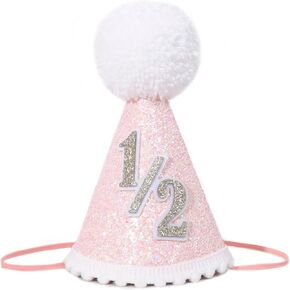 Half Birthday Hat for Baby - 1/2 Birthday Crown Hat, Baby Photo Prop for 6 Month, Mini Crown