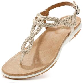 UBFEN Womens Flat Sandals Dress Braided T-Strap Thong Sandals with Arch Support Comfortable for Walking in Saudi Arabia