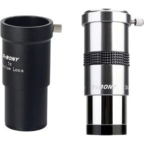 SVBONY Barlow Lens 5X Bundle with 3X Barlow Lens 1.25 inch Telescope Accessory Fully Multi-Coated Barlow Eyepiece with Internal Brass Ring