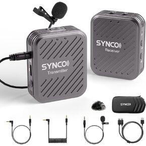 SYNCO G1(A1) Gray, 2.4GHz Wireless Lavalier Microphone for DSLR Camera, Microphone-Professional Mobile, Camcorder, Laptop and Tablet, Compatible for Canon, Sony, Nikon, Wireless-Lapel-Tie-Port