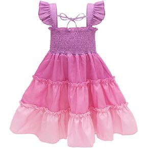babygoal Toddler Baby Girl Dress, Ruffle Sleeve Princess Casual Beach Summer Kid Sundress