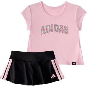 adidas baby-girls Short Sleeve Pleated Tee Shirt and Flounce Skort Set