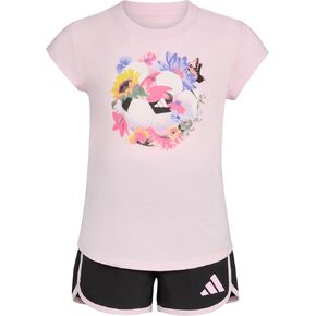 adidas baby-girls Cap Sleeve Tee Shirt and Woven Short Set