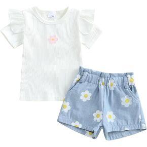 Newborn Baby Girl Clothes Set Short Sleeve Letter Tops Casual Toddler Shorts Set Infant Girl Summer Outfit