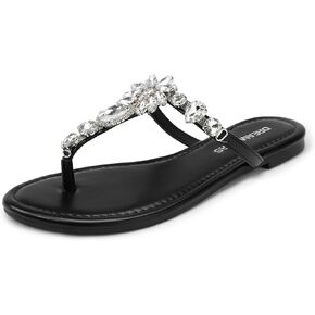 أزواج أحلام الوجه يتخبط للنساء ذي رينستون راينستون T-strap Thong Sandals for Summers Dress Beach in Kuwait