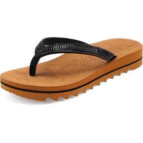 ONCAI Flip Flops for Women, Beach Thong Sandals Womens with Arch Support, Dressy Rhinestone Comfortable Yoga Mat and Non Slip Rubber Soles for Summer US Size 5-11