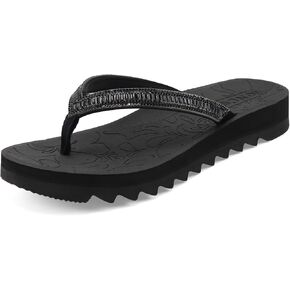 ONCAI Flip Flops for Women, Beach Thong Sandals Womens with Arch Support, Dressy Rhinestone Comfortable Yoga Mat and Non Slip Rubber Soles for Summer US Size 5-11 in Kuwait