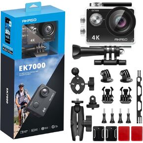 AKASO EK7000 Action Camera and Motorcycle Accessories Kit Bundle