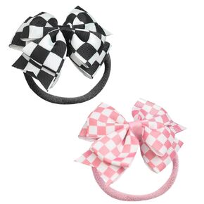 2Pcs Baby Girls Racing Checkered Flag Bow Headband Infant Toddler Birthday Party Dress Up Hair Accessories