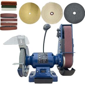 6 Inch Bench Grinder with 2 x28 Inch Belt Sander Combo, 3550 RPM,3/4 HP,120V, High Speed Bench Grinder Sander with LED Light for Sharpening Grinding (Model BETG-6)