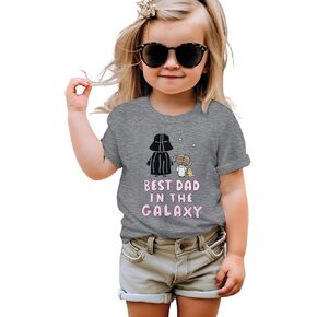 Toddler Girls Shirts Best Dad in The Galaxy T-Shirt Daddy’s Princess Graphic Shirt Baby Short Sleeve Tee Tops