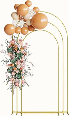 Wedding Arch Set of 3, Gold Metal Arch Backdrop Stand, Balloon Arch Stand Wedding Arch Frame for Ceremony Decoration (Gold, 7.2FT, 6.6FT, 6FT Backdrop) in Saudi Arabia