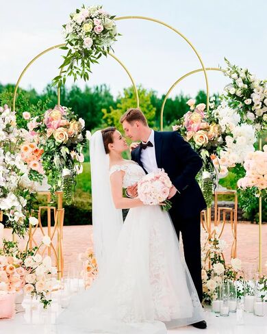 Wedding Arch Set of 3, Gold Metal Arch Backdrop Stand, Balloon Arch Stand Wedding Arch Frame for Ceremony Decoration (Gold, 7.2FT, 6.6FT, 6FT Backdrop) in Saudi Arabia