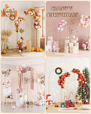 Wedding Arch Set of 3, Gold Metal Arch Backdrop Stand, Balloon Arch Stand Wedding Arch Frame for Ceremony Decoration (Gold, 7.2FT, 6.6FT, 6FT Backdrop) in Saudi Arabia