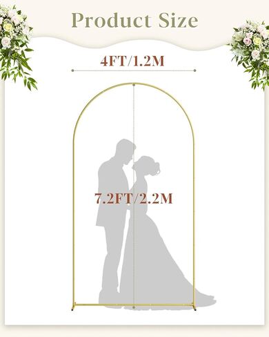 Wedding Arch Set of 3, Gold Metal Arch Backdrop Stand, Balloon Arch Stand Wedding Arch Frame for Ceremony Decoration (Gold, 7.2FT, 6.6FT, 6FT Backdrop) in Saudi Arabia