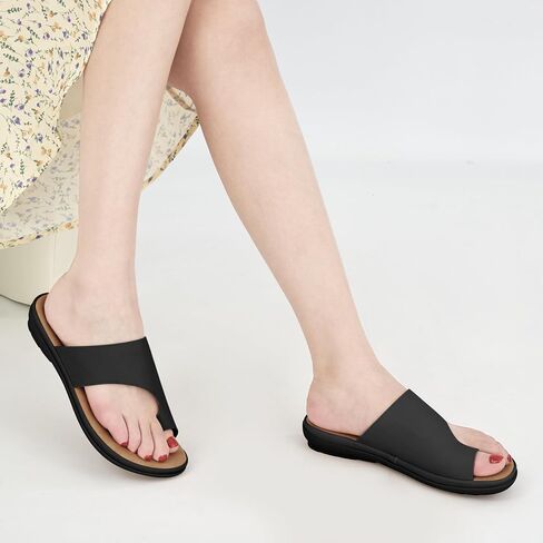 Summer Flat Sandals for Women: Comfortable Walking Dressy Slides for 2025 - Ladies Orthopedic Casual Shoes Indoor Outdoor in Kuwait