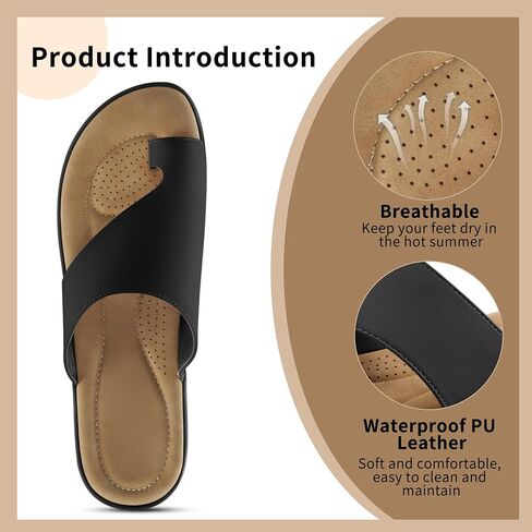 Summer Flat Sandals for Women: Comfortable Walking Dressy Slides for 2025 - Ladies Orthopedic Casual Shoes Indoor Outdoor in Kuwait