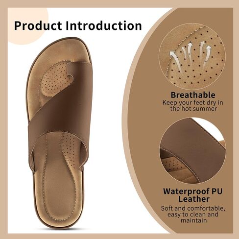 Summer Flat Sandals for Women: Comfortable Walking Dressy Slides for 2025 - Ladies Orthopedic Casual Shoes Indoor Outdoor in Kuwait