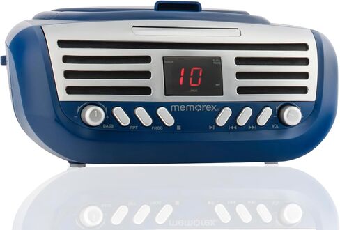 Memorex Retro Portable Top Loading CD Boombox with AM/FM Stereo Radio in Black | CD-R/CD-RW Compatible | LED Display | AUX Port Supported | Programmable CD Player in Saudi Arabia