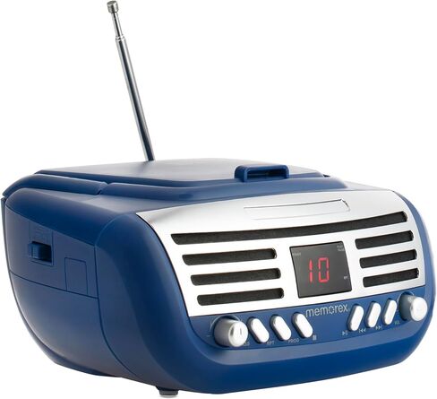 Memorex Retro Portable Top Loading CD Boombox with AM/FM Stereo Radio in Black | CD-R/CD-RW Compatible | LED Display | AUX Port Supported | Programmable CD Player in Saudi Arabia
