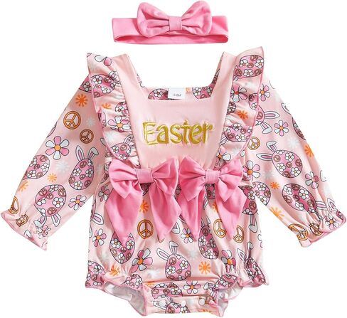 مواليد طفل مواليد فولست فايستر الزي كروكشش أرنب تطريز طويل الأكمام رومبير ربيع playsuit لطفل الفتاة 0-18m in Saudi Arabia