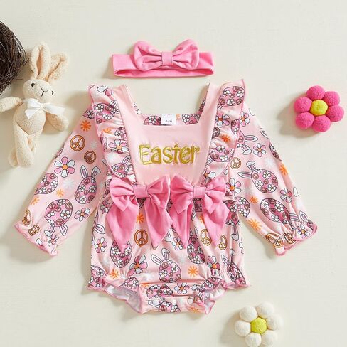 مواليد طفل مواليد فولست فايستر الزي كروكشش أرنب تطريز طويل الأكمام رومبير ربيع playsuit لطفل الفتاة 0-18m in Saudi Arabia