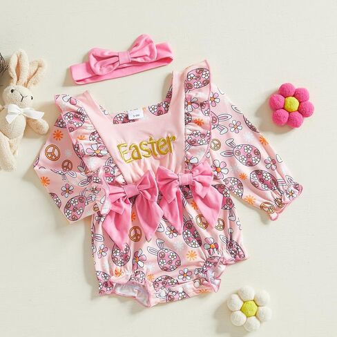 مواليد طفل مواليد فولست فايستر الزي كروكشش أرنب تطريز طويل الأكمام رومبير ربيع playsuit لطفل الفتاة 0-18m in Saudi Arabia