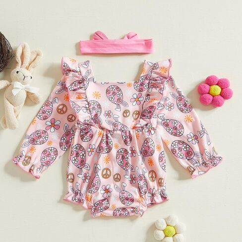 مواليد طفل مواليد فولست فايستر الزي كروكشش أرنب تطريز طويل الأكمام رومبير ربيع playsuit لطفل الفتاة 0-18m in Saudi Arabia