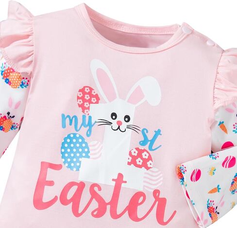 LATOBREATH Newborn Baby Girl Ruffle Romper My First Easter Festival Outfit Set in Saudi Arabia