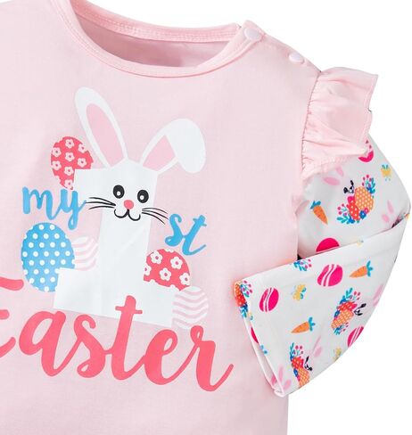 LATOBREATH Newborn Baby Girl Ruffle Romper My First Easter Festival Outfit Set in Saudi Arabia