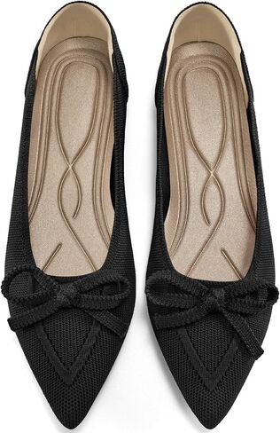 Ablanczoom Ballet Flats Shoes for Women: Dressy Pointed Toe Bow Knit Flats Comfortable Slip On Work Business Shoes for Driving Dating Wedding in Saudi Arabia