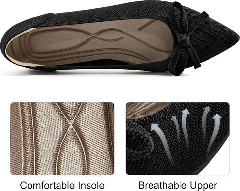 Ablanczoom Ballet Flats Shoes for Women: Dressy Pointed Toe Bow Knit Flats Comfortable Slip On Work Business Shoes for Driving Dating Wedding in Saudi Arabia