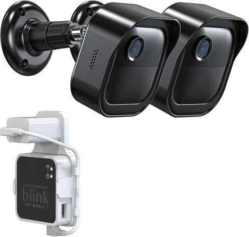 3 Pack Blink Outdoor Camera Wall Mount and Sync Module 2 Mount, Black | 360 Degree Adjustable Bracket and Weatherproof Protective Cover, Wall Mount for Blink Outdoor 3rd /4th /2K+, Screw-Mounted in Saudi Arabia