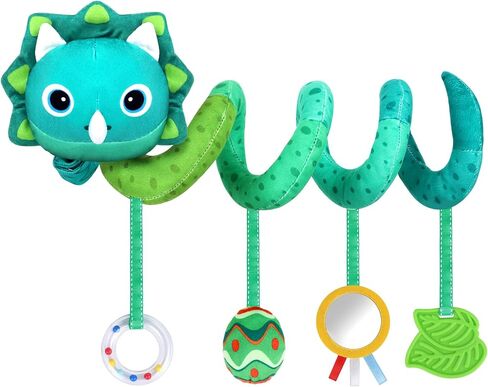 Car Seat Toys for Babies 0-6 Months,Baby Activity Stroller Toy for Newborn 0 3 6 Months,Hanging Rattle Toys for Crib Mobile with Rattles and Squeaker for Babies Infant Boys Girls Gifts-Dinosaur in Kuwait