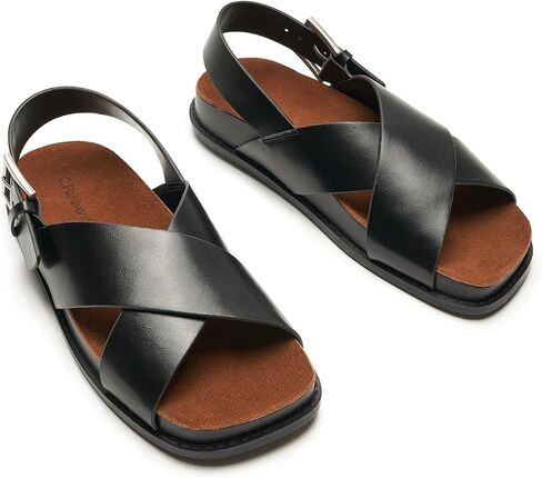 C.Paravano Women Sandals,Comfortable Dressy Flat Slides Summer Sandals with Arch Support for Walking Beach Casual Adjustable Buckle Slip-Ons Fashion Shoes in Saudi Arabia