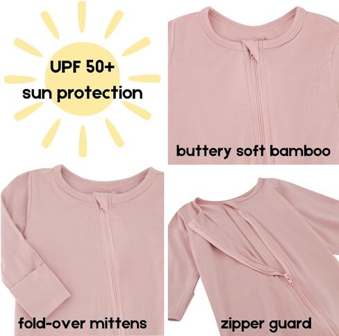 UPF 50+ Bamboo Sun Protection Romper ، ملابس سلامة الشمس المقاومة للأشعة فوق البنفسجية للرضع والأطفال الصغار ، من 0 إلى 12 شهرًا in Saudi Arabia