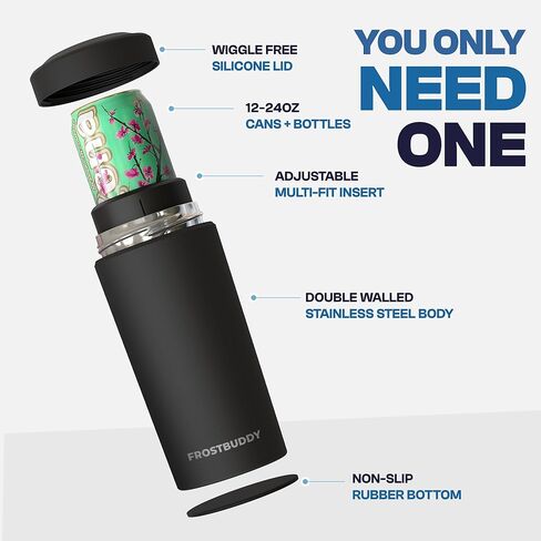علبة تبريد Universal Buddy XL من Frost Buddy - تناسب علب وزجاجات سعة 12 أونصة و16 أونصة و20 أونصة و24 أونصة - تحافظ على مشروباتك باردة بشكل منعش لأكثر من 12 ساعة in Kuwait