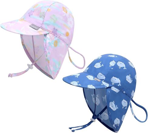 Duoyeree Baby Sun Protection Hat مع رفرف رقبة مريح الصيف الأطفال الأطفال الرضع طفل الشاطئ للبنين الفتيات 0-5T in Kuwait