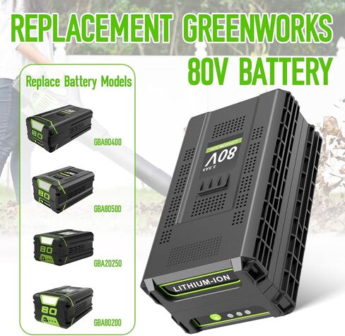 2 حزم 80V 3.5AH بطارية الليثيوم استبدالها لـ Greenworks 80V بطارية GBA80400 GBA80250 GBA80200 ، 3500MAH سعة عالية ، ملائمة لأدوات الطاقة الخضراء 80 فولت PW80L420 TL80L00 LMB407 in Saudi Arabia