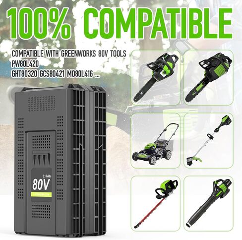 2 حزم 80V 3.5AH بطارية الليثيوم استبدالها لـ Greenworks 80V بطارية GBA80400 GBA80250 GBA80200 ، 3500MAH سعة عالية ، ملائمة لأدوات الطاقة الخضراء 80 فولت PW80L420 TL80L00 LMB407 in Saudi Arabia