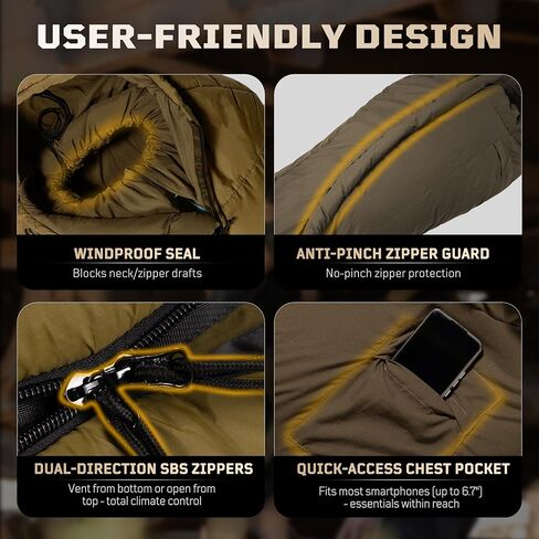 Mummy Sleeping Bag, 26-36℉ All Season Camping Sleeping Bag for Adults Cold Weather with Adjustable Hood, Phone Pocket for Hiking, Traveling, and Outdoor Activities in Saudi Arabia