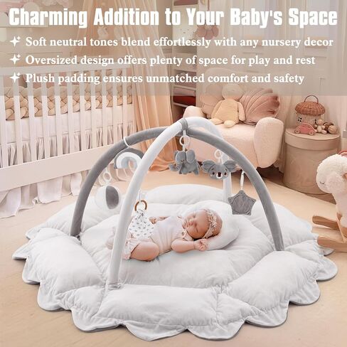 5-in-1 Plush Baby Play Gym ، حصير لعب الأطفال ، صالة ألعاب رياضية قابلة للتحويل مع وسادة ، حصيرة وقت البطن ، 6 ألعاب حسية ، مركز أنشطة الأطفال من الأطفال حديثي الولادة إلى طفل صغير ، سرير للحيوانات الأليفة ، سرير القط والكلاب ، حفرة الكرة ، كريم in Kuwait