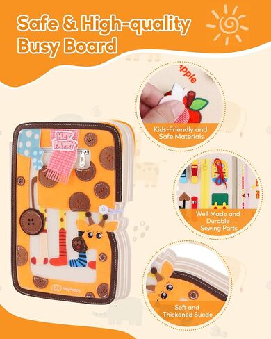 Busy Board, 12 in 1 Busy Book Learning Sensory Toys for Toddlers with Fine Motor Skills, Busy Book Toys with Backpack Strap, Bear Shape in Saudi Arabia