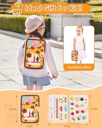 Busy Board, 12 in 1 Busy Book Learning Sensory Toys for Toddlers with Fine Motor Skills, Busy Book Toys with Backpack Strap, Bear Shape in Saudi Arabia