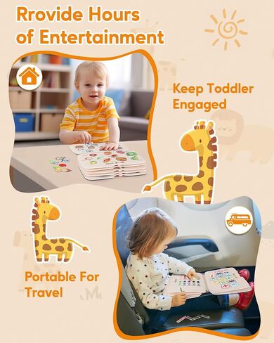 Busy Board, 12 in 1 Busy Book Learning Sensory Toys for Toddlers with Fine Motor Skills, Busy Book Toys with Backpack Strap, Bear Shape in Saudi Arabia