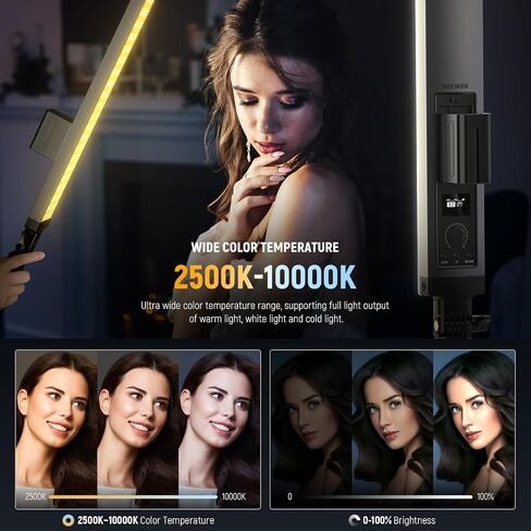 Neewer 2-Pack RGB LED Light Stick Kit, 21W Dimmable 3200K~5600K Bi-Color Handheld Light with 2.4G Remote/360° Full Color/CRI 95+/10 Scenes/Stand/Bag for YouTube and Studio Photography in Saudi Arabia